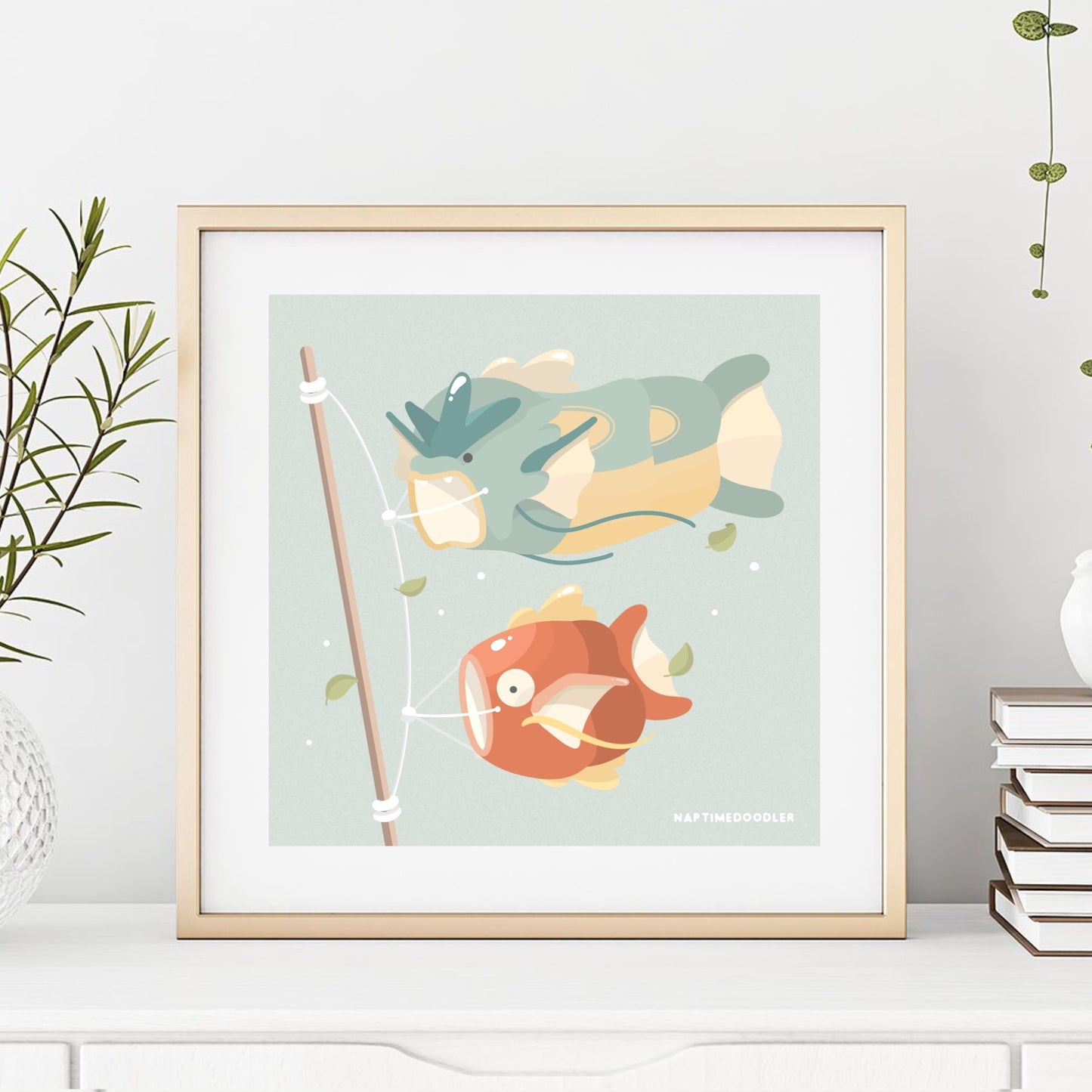 Gyarados and Magikarp Koinobori Art Print (5 x 5)