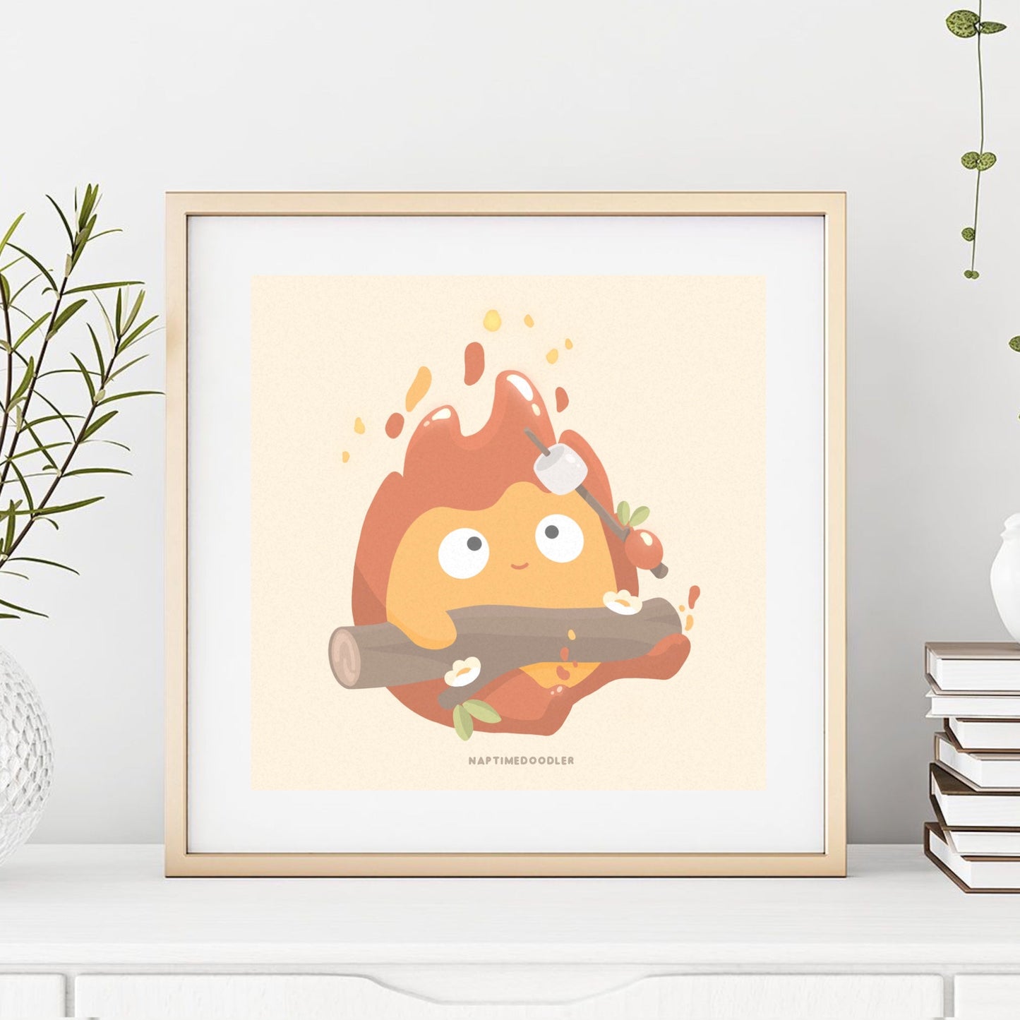 Flame Roasting Marshmallow Art Print (5 x 5)