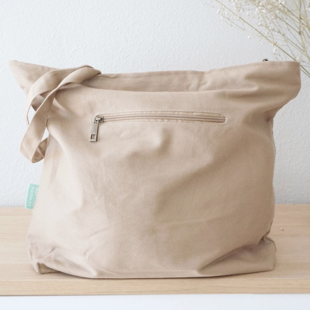 Coffee Neighbor Pals Canvas Zipped Tote Bag