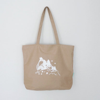 Coffee Neighbor Pals Canvas Zipped Tote Bag