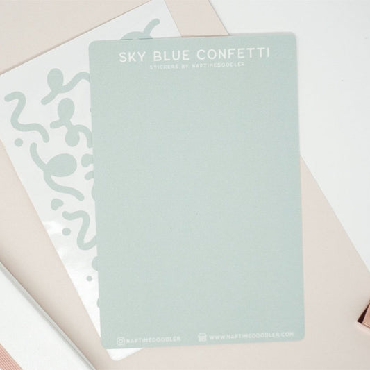 Sky Blue Confetti Sticker Sheet (Shimmer)