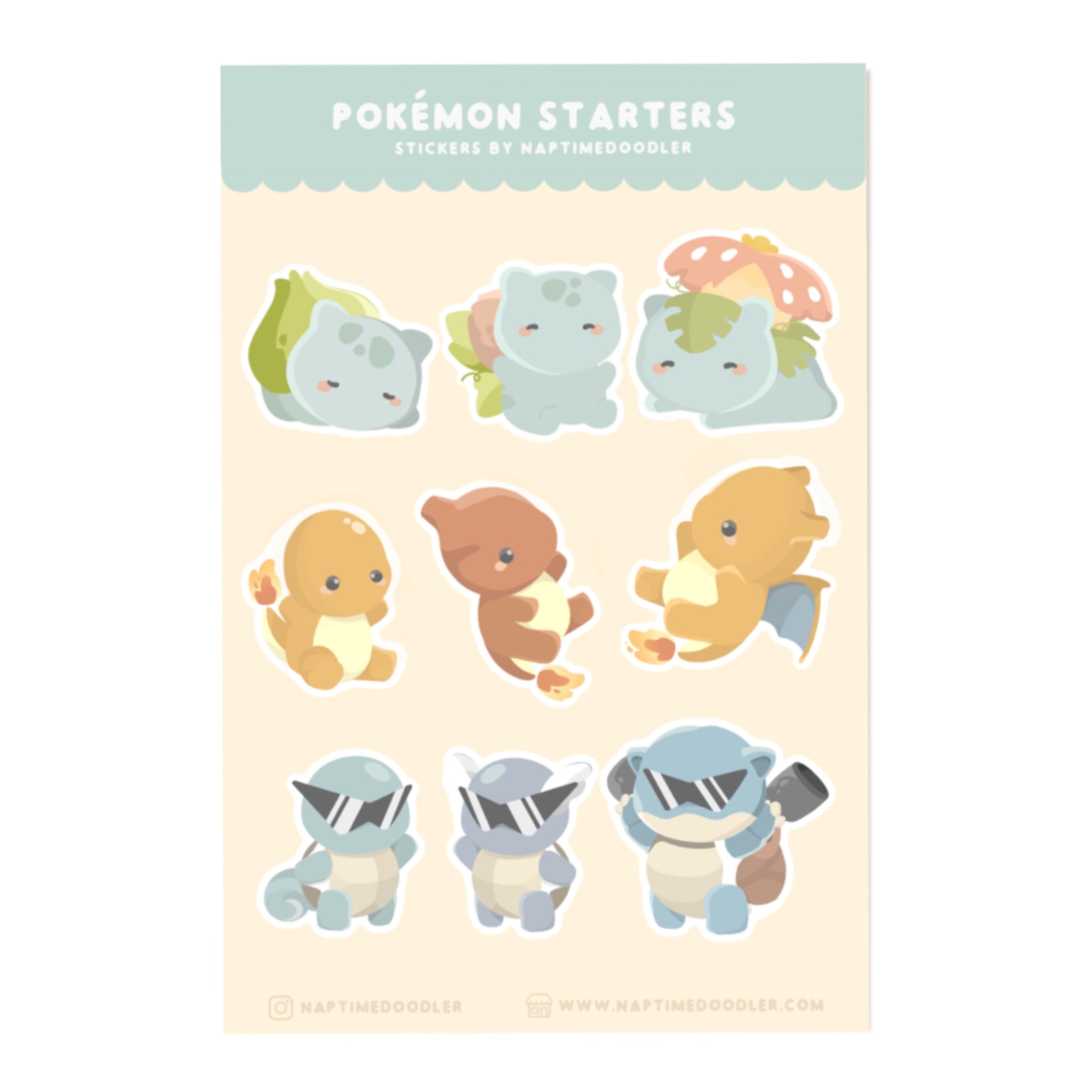 Pokemon Starter Stickers - Pokemon Stickers, Kawaii Stickers