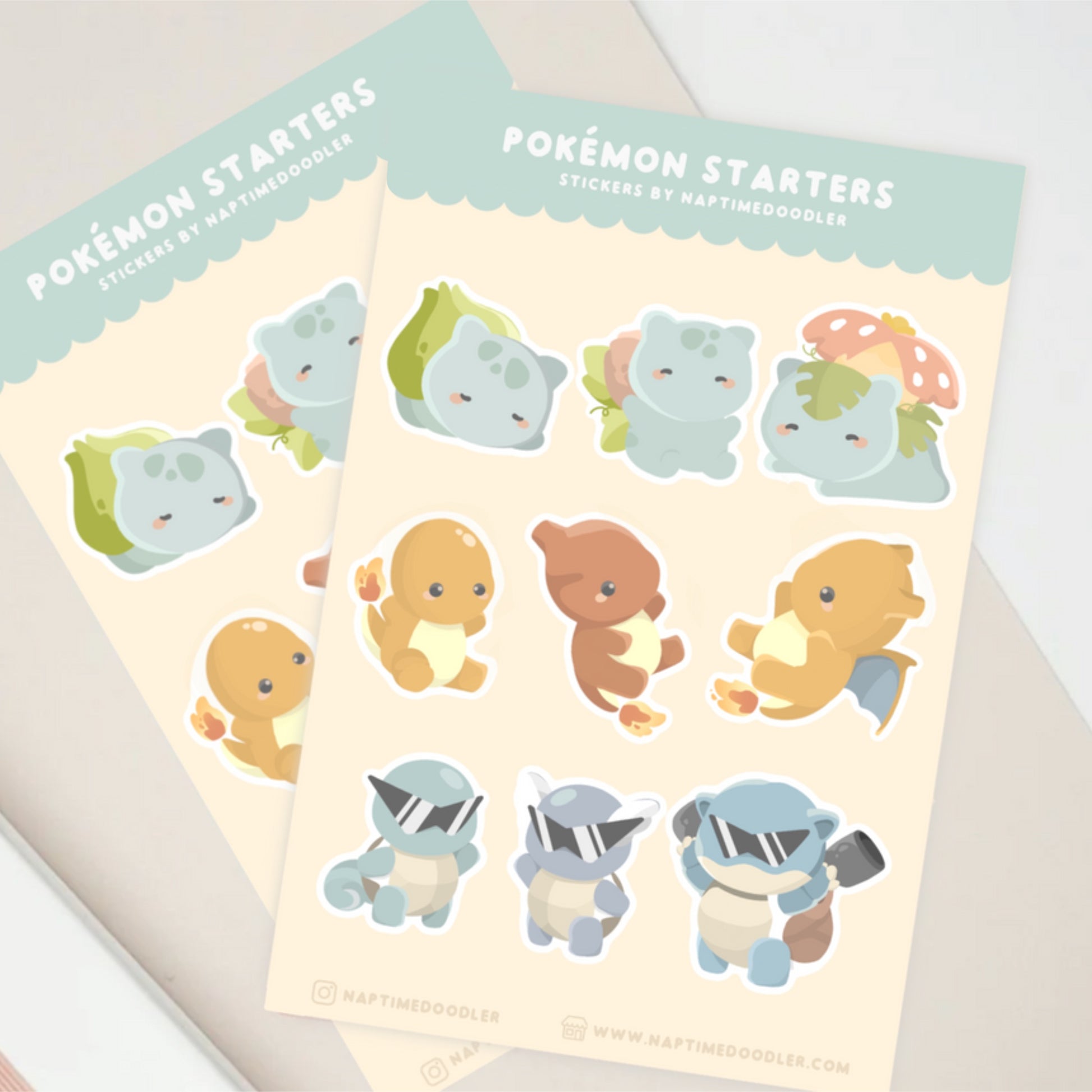 Pokemon Starters Sticker Sheet – Naptime Doodler