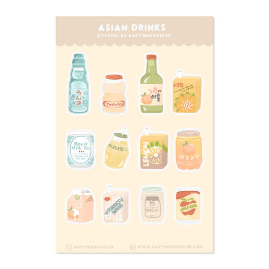 Asian Drinks Sticker Sheet